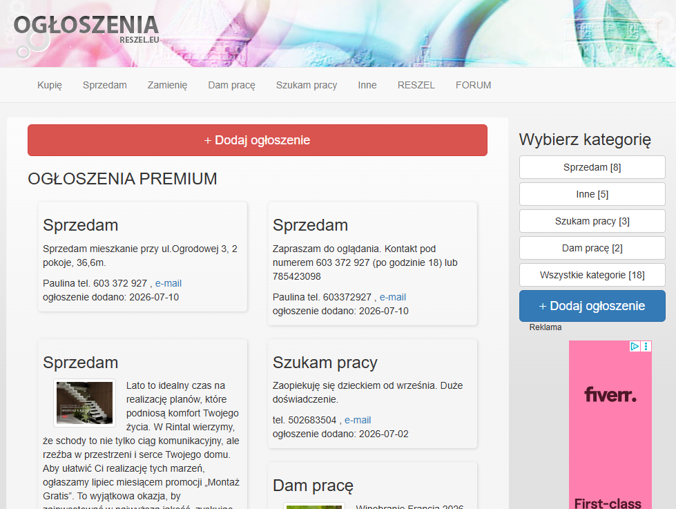 Ogłoszenia lokalne